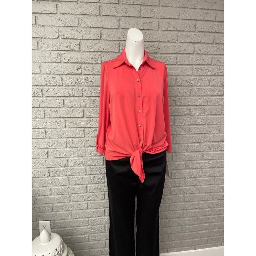Nygard Tie Front Long Sleeve Shirt Size Sp